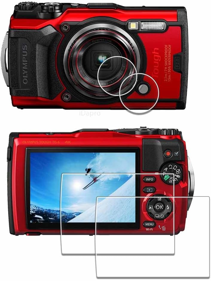 [2+2 Pcs Lens Screen Protector for Olympus Tough TG-7/TG-6/TG-5/TG7/TG6/TG5 OM SYSTEM Tough TG-7 Tempered Glass Bubble Free
