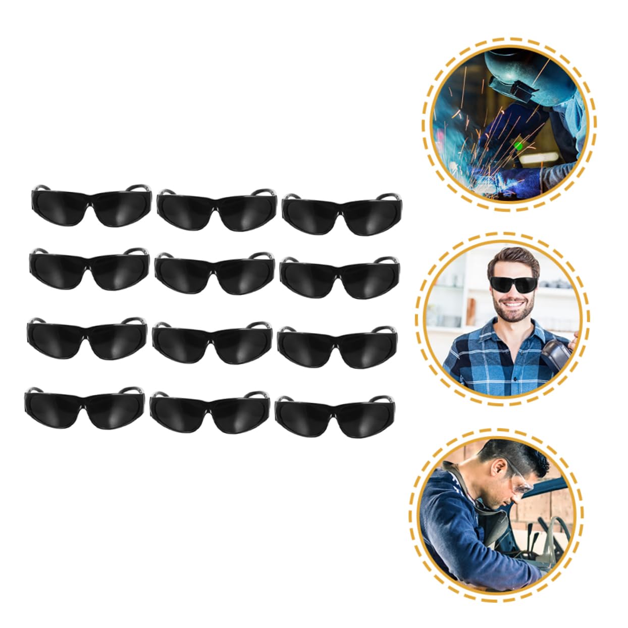 NUOBESTY 2 Series Gafas De Soldador Soldadura Protector Adulto Gafas De Trabajo Gafas Seguridad Gafas De Proteccion Gafas Seguras Para Soldar Anteojos Para Soldar Abs Negro 12 Piezas X 2