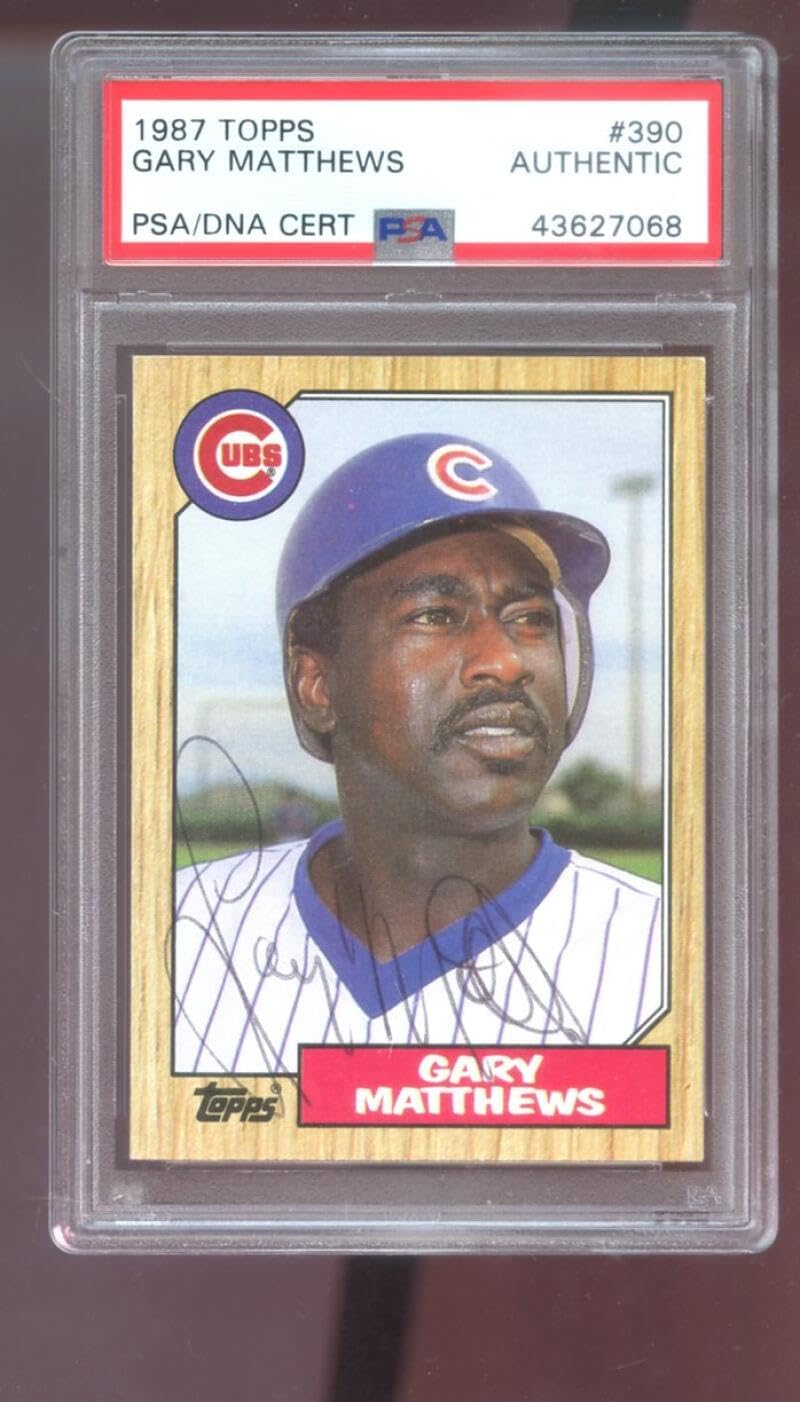 1987 Topps #390 Gary Matthews AUTO SIGNED Autograph Autographed Card PSA PSA/DNA Baseball MLB COA Chicago Cubs