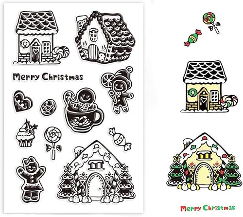 CRASPIRE Sellos de goma transparente para hombre de jengibre de Navidad, dulces de Navidad, Navidad, sellos de silicona transparente, para hacer