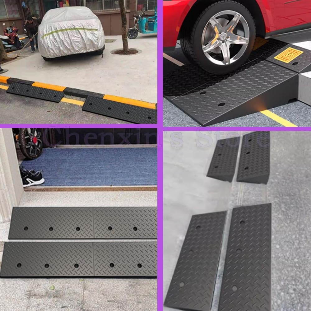Genérico Rampa para Bordillos De 4-15cm Alto, Negro Rampa De Goma De Acceso para Escalones, Portátil Rampa De Umbral para Silla De Ruedas Coches Acera Motocicleta(4.72" Rise/12cm)