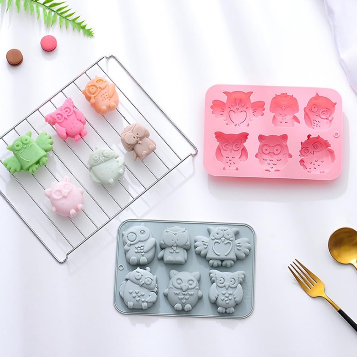 ABOOFAN 6pièces Moule à Gâteau Silicone Forme De Hibou Créatif Pour Pâtisserie Pratique Et Facile à Nettoyer Pour Événements Festifs Et Décorations