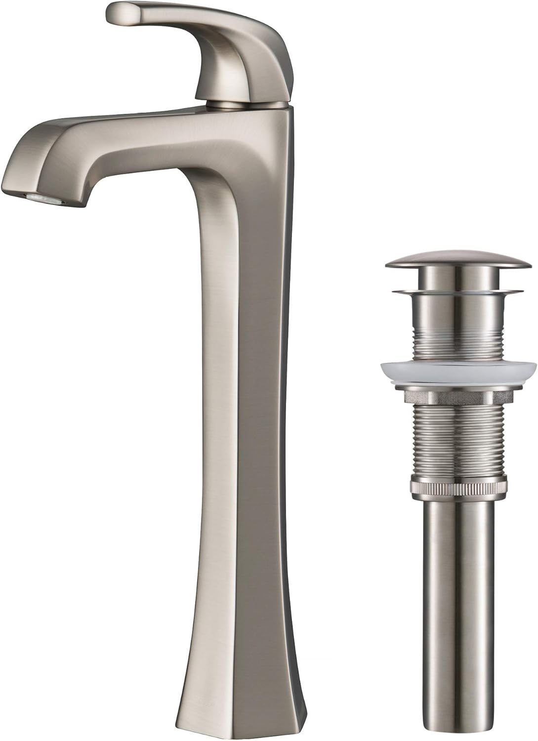 KRAUS Esta Single Handle Vessel Bathroom Faucet with Pop-Up Drain in Spot Free Stainless Steel, KVF-1210SFS
