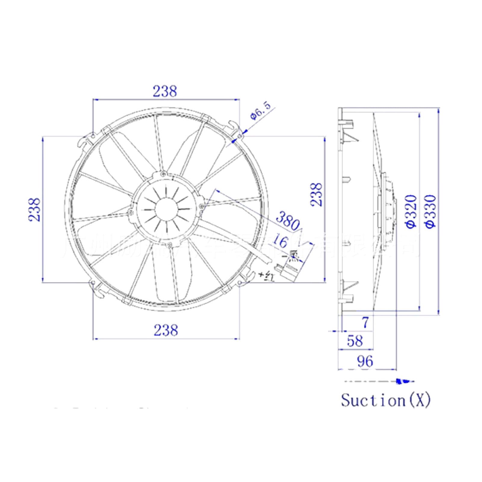 Fyearfly Ventola di ricambio a 5 pale da 330 mm, 24 V, 160 W, per autobus, camion, condizionatore d'aria