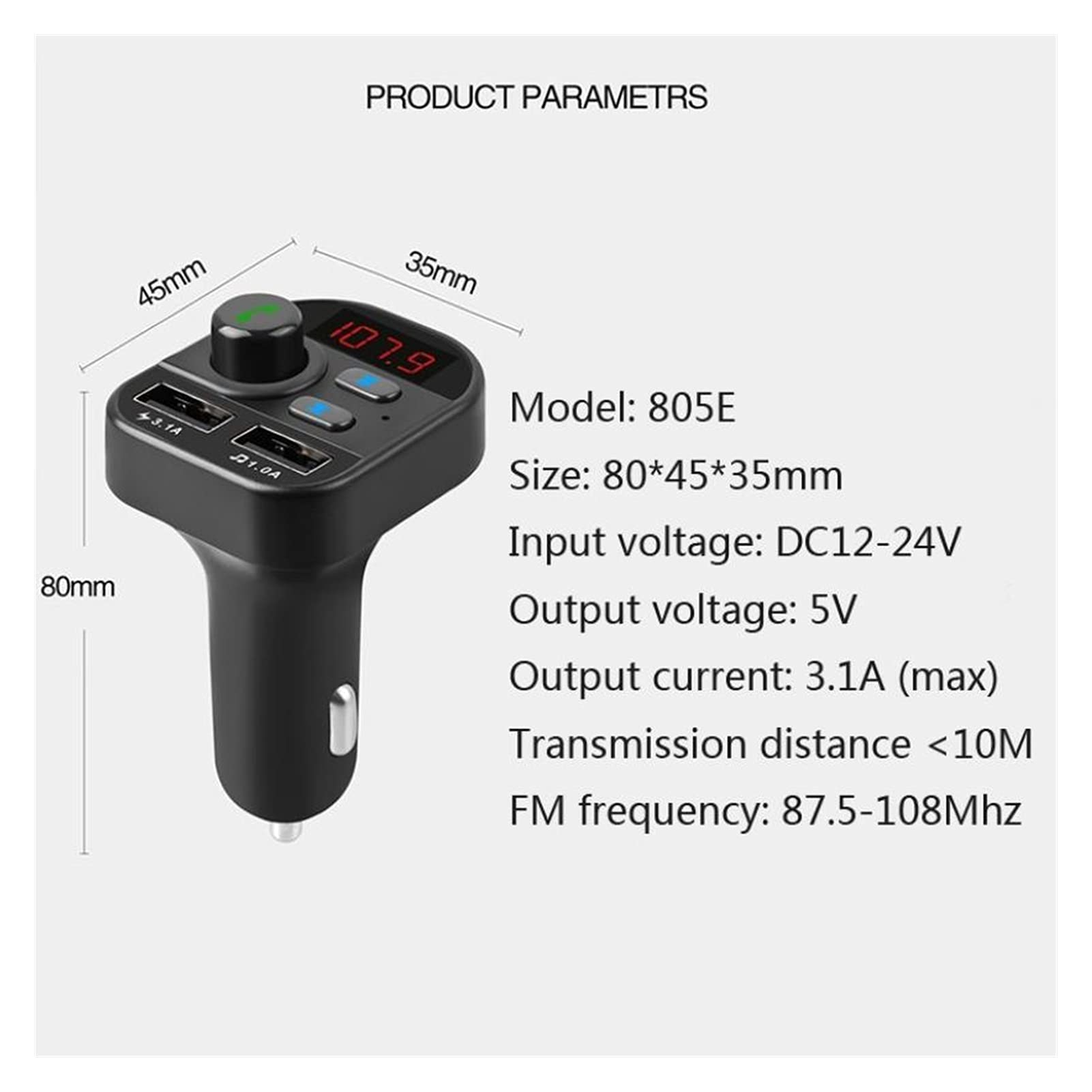 Adaptador de Audio Bluetooth 2pcs transmisor FM convertidor Bluetooth Coche Manos Libres Bluetooth inalámbrico FM Transmisor modulador LCD MP3 Jugador USB Kit de Cargador
