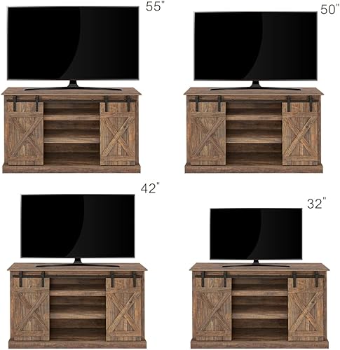 Miniatura 4 de LKTART Retro Ranch - Mueble de TV rústico moderno y rústico de madera con puerta corrediza de granero para TV de 65 pulgadas sala de estar