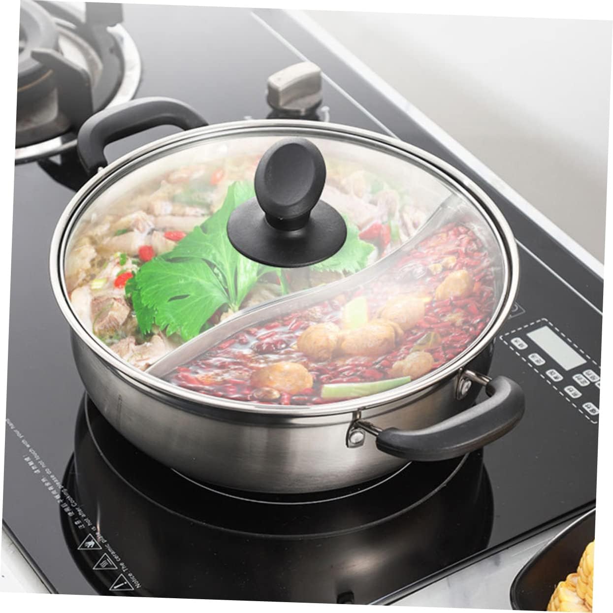 Induction Cookware Compartment Cooking Pot Lids Hot Pot Cooker for Home Hotel Restaurant