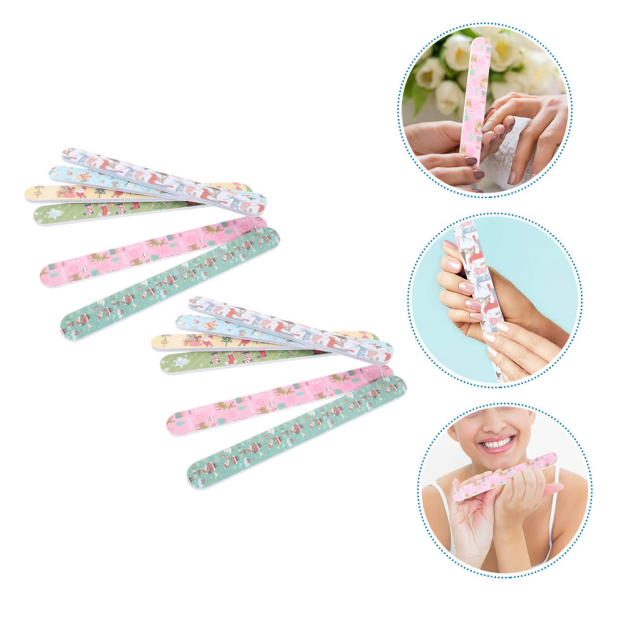 75pezzi Unghie Natalizie Per Manicure e Pedicure Grit Per Nail Art Design e Portatile Per Trattamento Unghie Festive