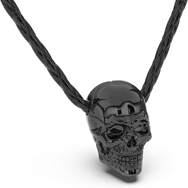 SERASAR - Leather Necklace for Men [Skull] with Pendant - Different Lengths - with Jewellery Box - Gift Idea for Men