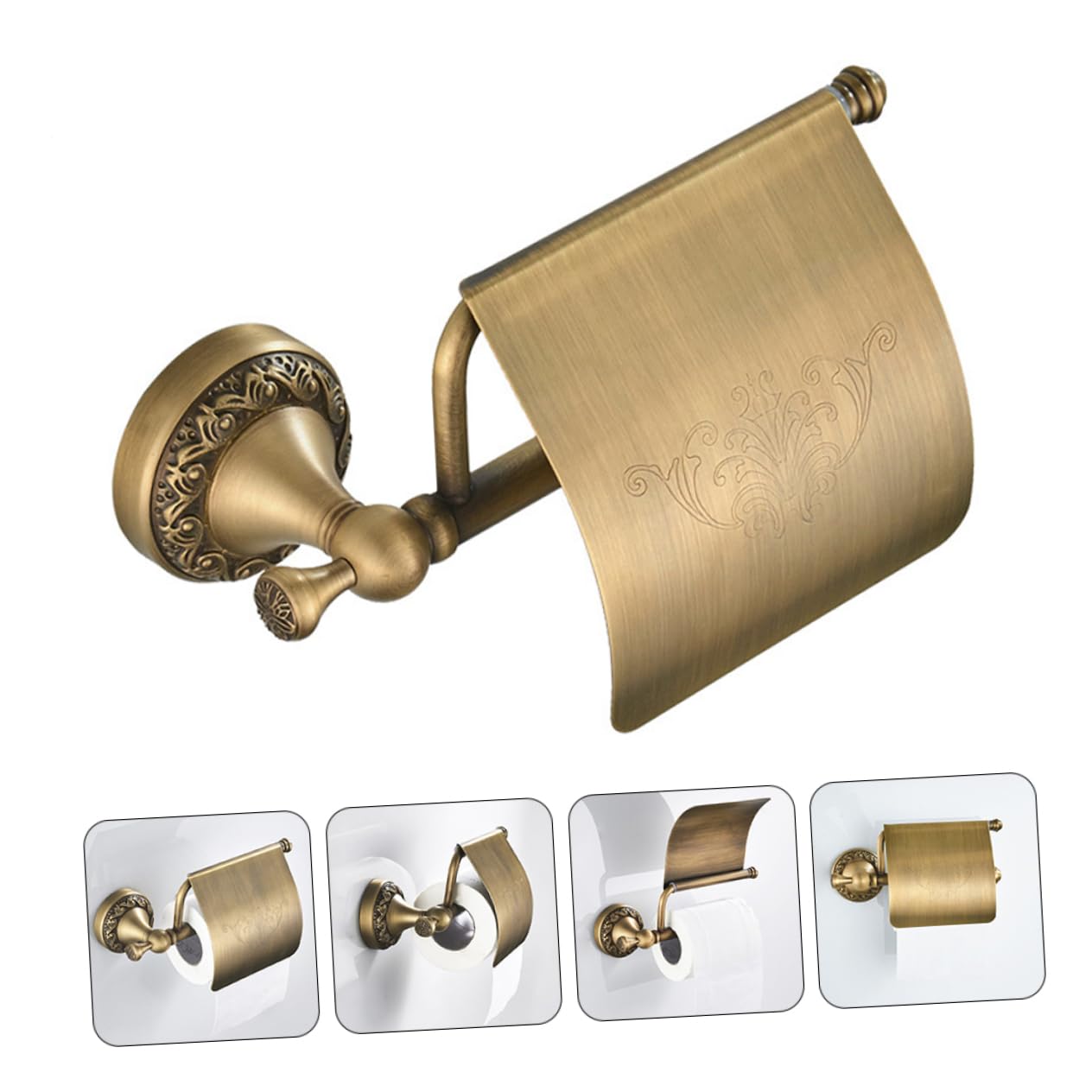 Tofficu Portarrollos de Papel Higiénico de Pared en Cobre Dorado, Soporte Resistente para Baño del Hogar y Hotel, Diseño Simple y Elegante