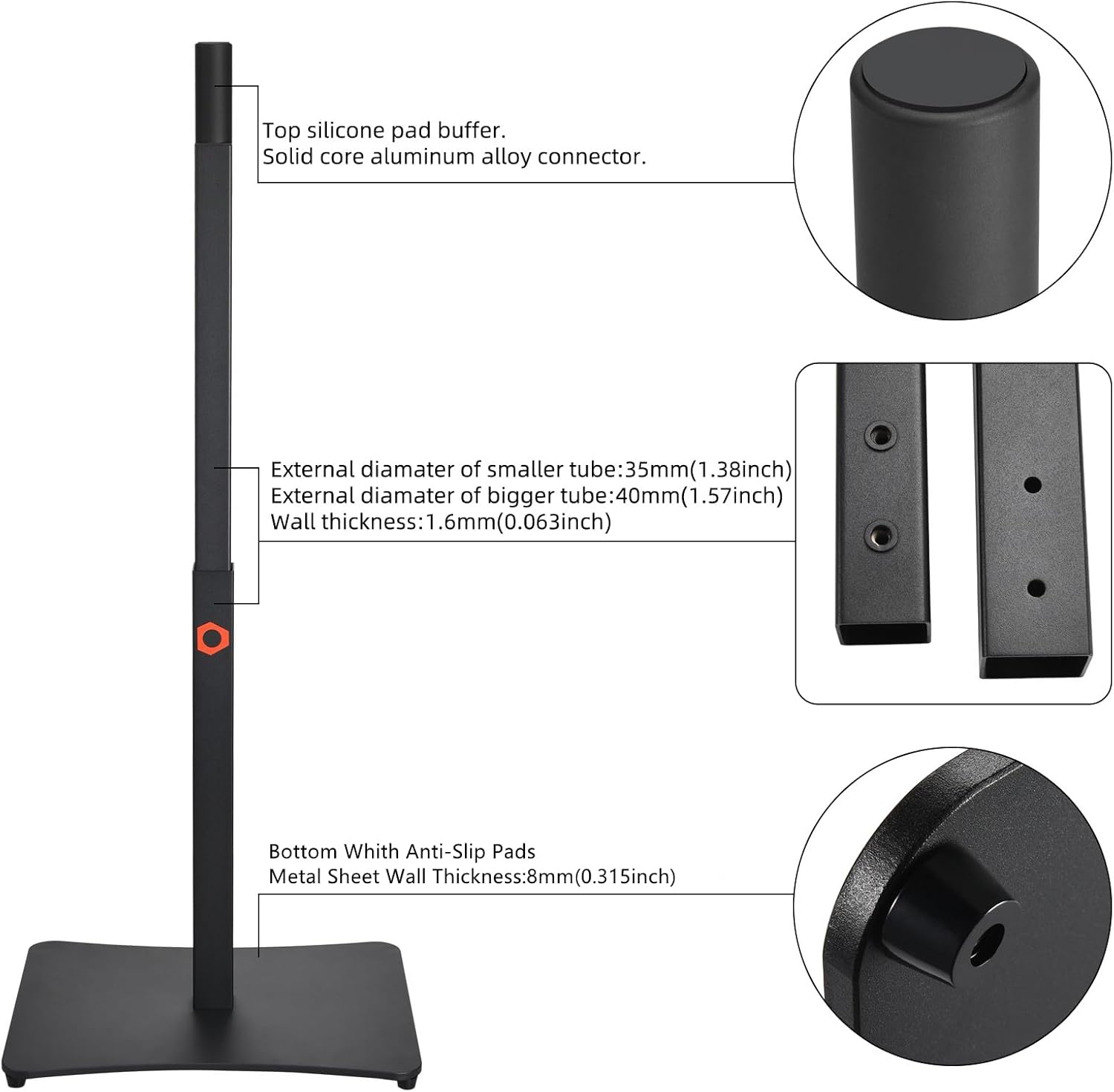 Universal Floor Speaker Stands for JBL Partybox 520/100/110/120/310/320/Stage 320,Height Adjustable Max to 34.37" for JBL PartyBox, Surround Sound Speaker Stand with Cable Manage