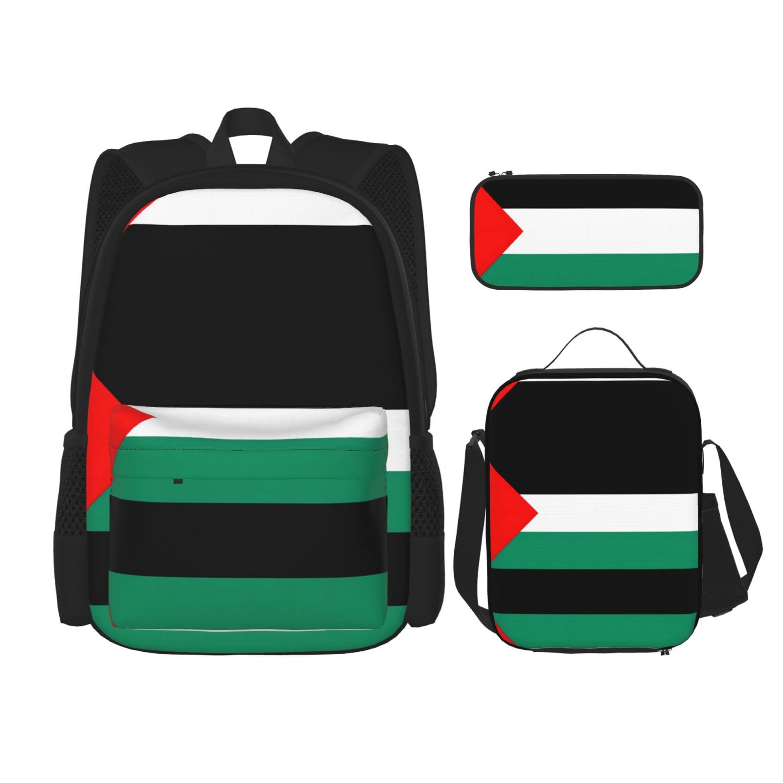 Flaga Palestyny plecak dziecko chłopcy dziewczęta pudełko na lunch szkoła torba zestaw uczniów szkoły student prezent, Czarny, One Size, Bagaż