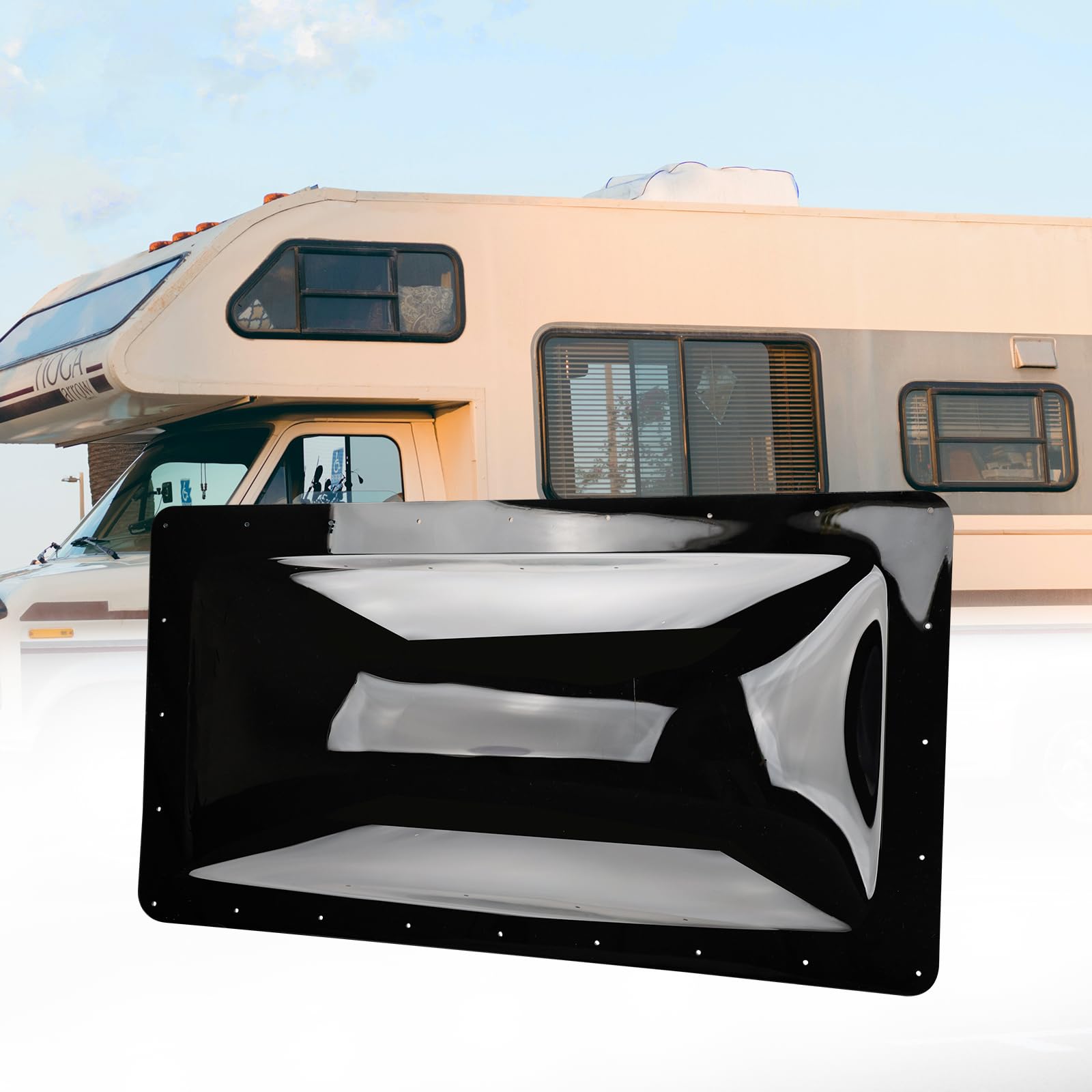 RVGUARD RV Skylight Replacement, 18" x 34", Black, Include Screws