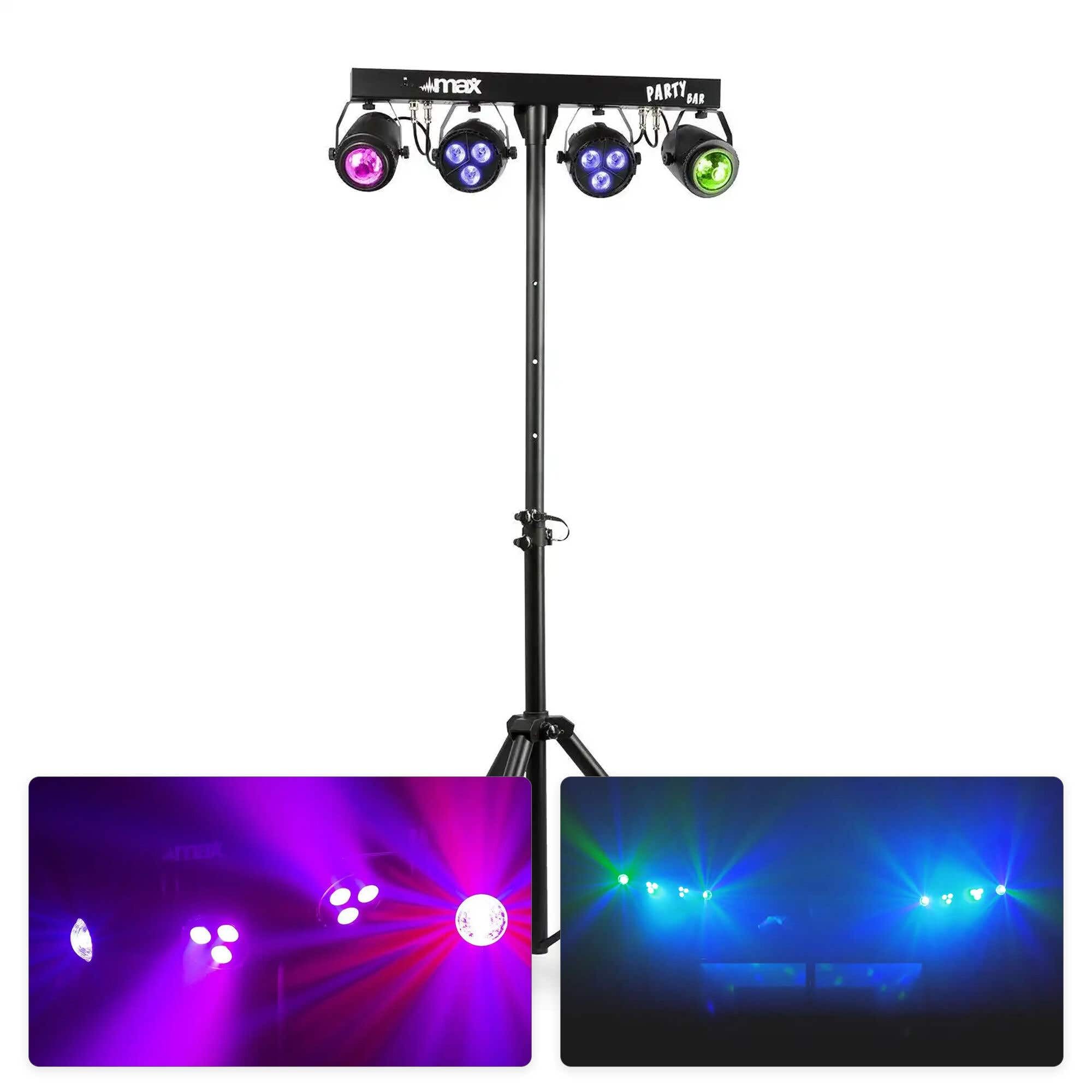 MAX Set Completo de Sonido de 700W Disco DJ Pack con Bluetooth, iluminación y máquina de Humo