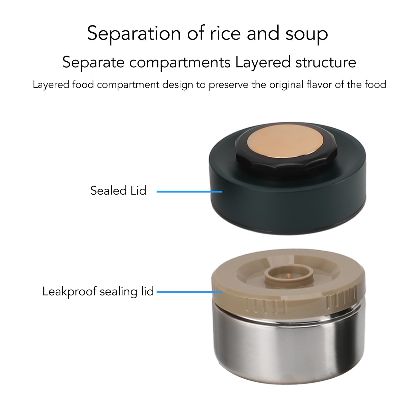 Tarro de comida aislado de acero inoxidable de 64 oz, recipiente grande para almuerzo al vacío para comidas frías y calientes, termo portátil para estudiantes y trabajadores de (2000ml)