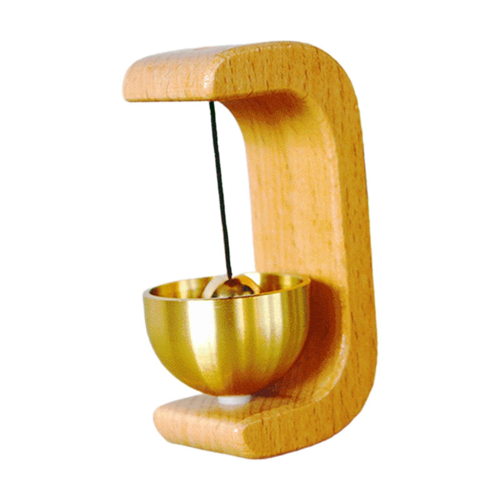 Pixzcsa Yellow Barn Entrance Wood Bell Ornament Vintage Shopkeepers Bell For Door Opening Decorative Welcome Wind Chime Door Measures Approx About, 3.5X2.5x7.5cm