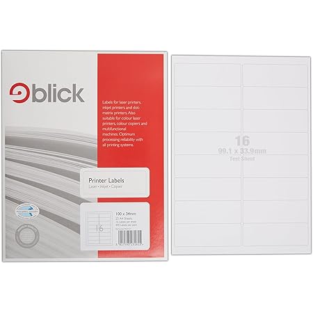 Blick Labels, White, 14 Per Sheet 25 Sheets, Rectangular, 99.1mm x 38 ...