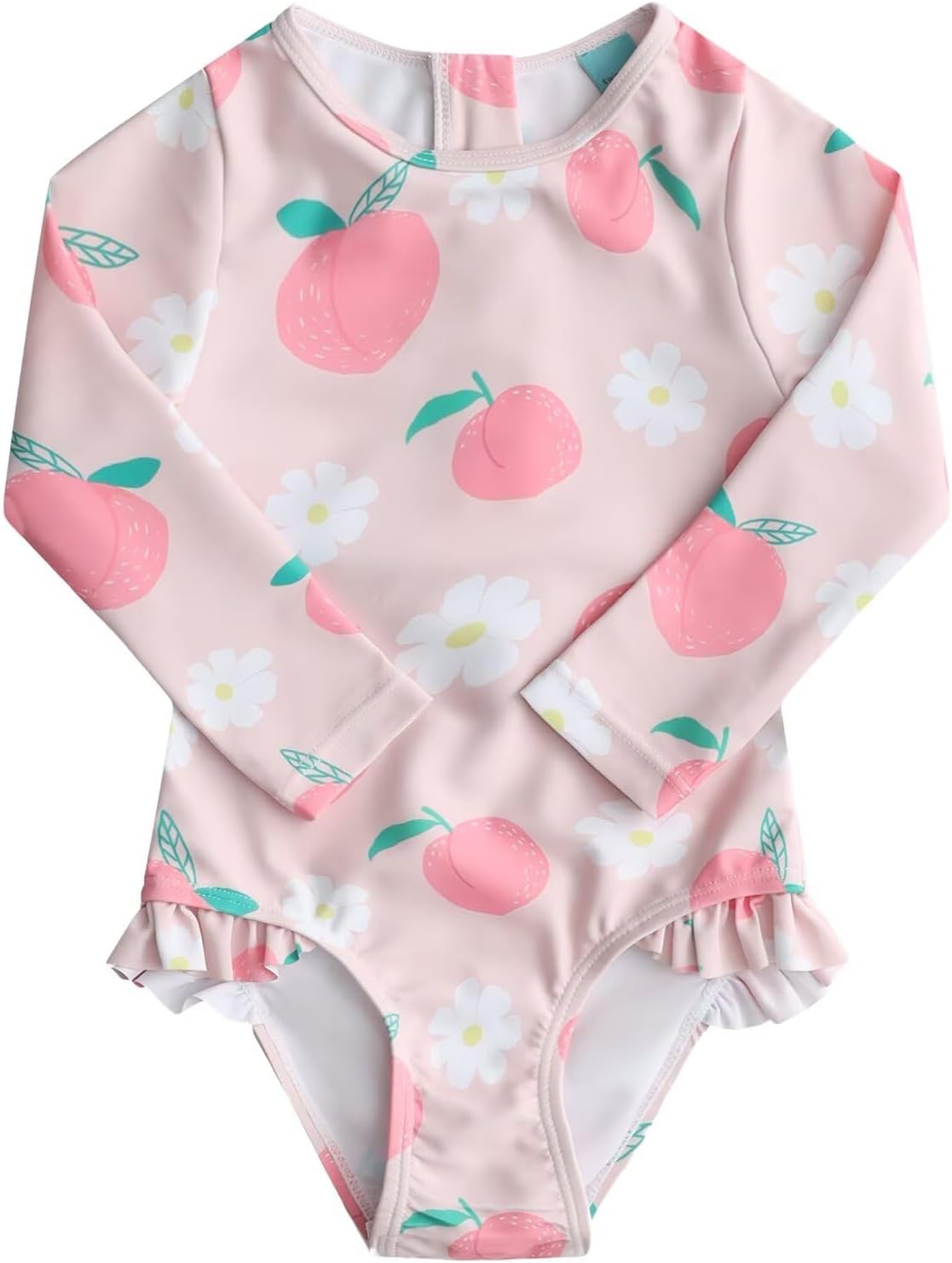 Aisyee Baby Girls One Piece Swimsuits Long Sleeve Rash Guard Swimshirts