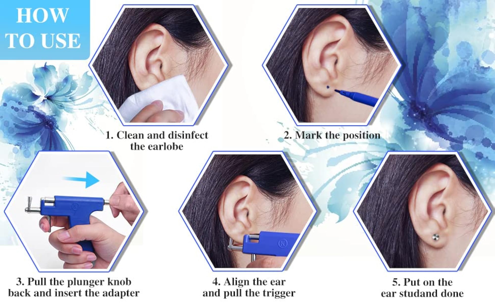 Steel Body Piercing Gun Kit Set