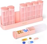KOVIUU Organisateur hebdomadaire de pilules 3 Times par jour, grand quotidien Pill Box Case 7 Jours, Porte-conteneur de médecine de voyage avec compartiments séparés, Distributeur de vitamine pour les médicaments et suppléments, Noir