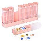 KOVIUU Weekly Pill Organizer 3X a Day, Detachable Pill Box 7 Day, Large 3 Times Daily Pill Case, Travel Pill Container Holder, Week Medication Dispenser Pillbox for Vitamin Supplement Medicine, Pink