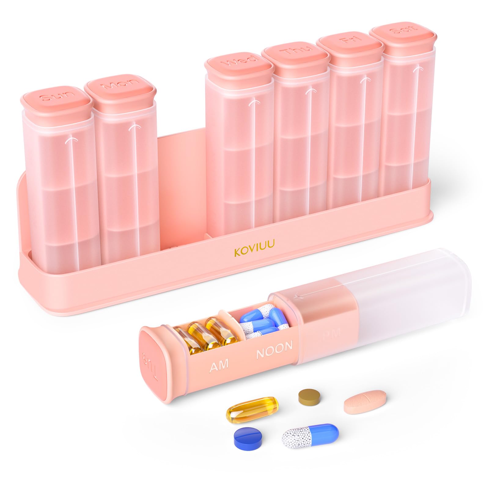 KOVIUU Weekly Pill Organizer 3X a Day, Detachable Pill Box 7 Day, Large 3 Times Daily Pill Case, Travel Pill Container Holder, Week Medication