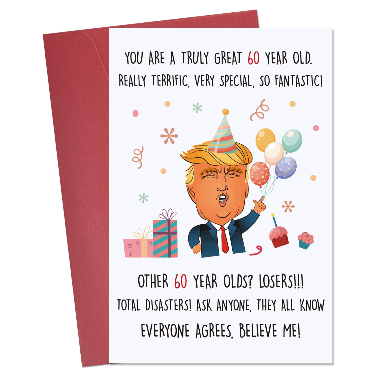 Hincoo Funny 60th Birthday Cards for Men Women, Happy 60th Birthday Gifts, Naughty Donald Lecture Bday Card for Him Her, Great 60 Years Old Bday