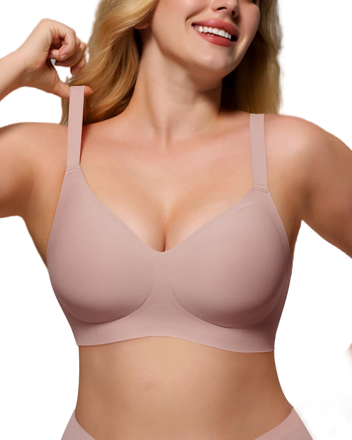As Fairy Womens Soft Comfortable No Underwire Bras V Neck Seamless Push Up Bralettes Full Coverage Tshirt Brassiere — view 15