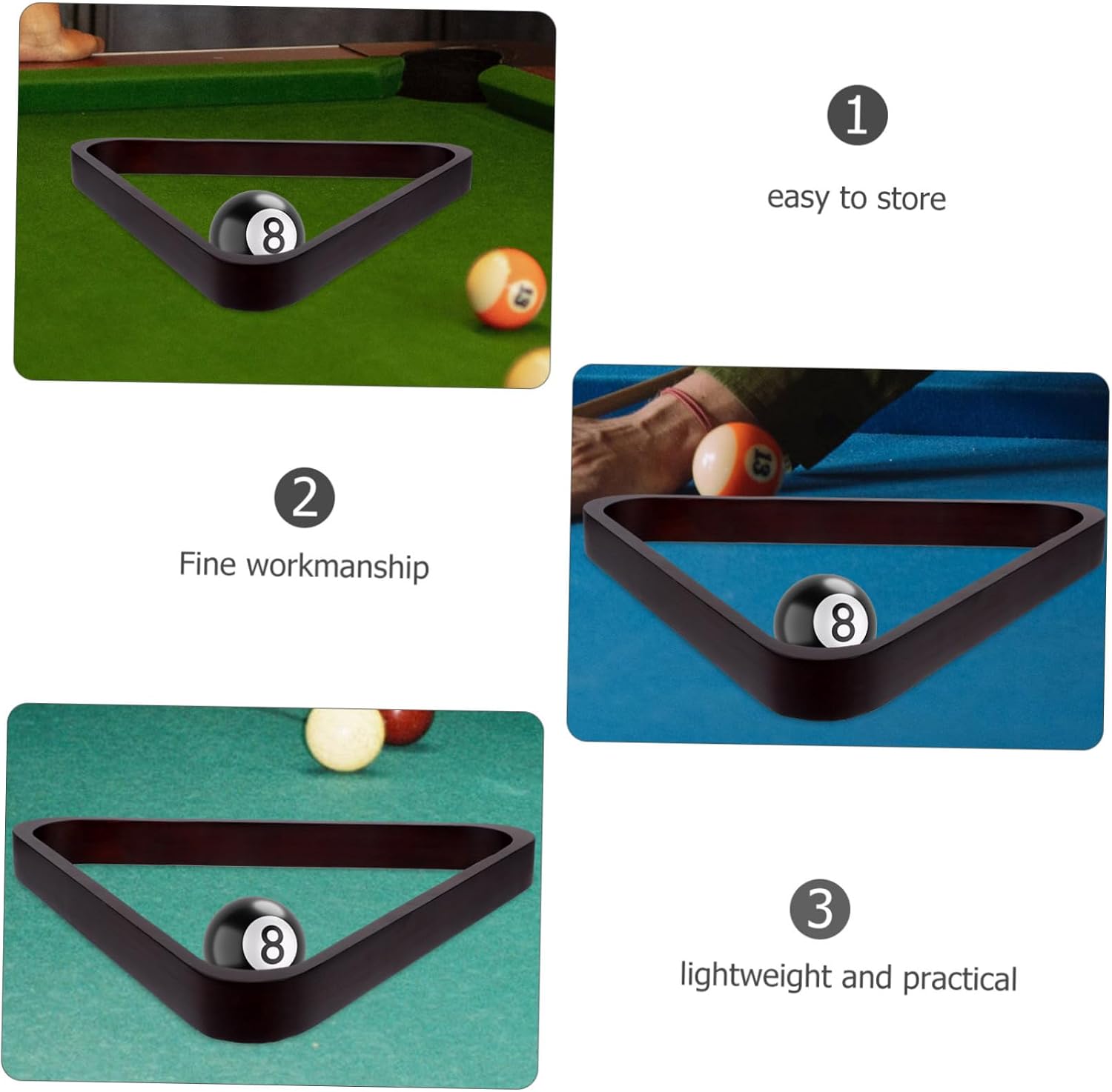 Triangle Billiard Rack for 9 Ball Pool Ball Rack Frame Color Billiard Organizer for English & American Style Pool Games