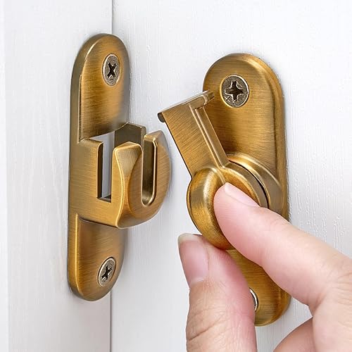 Paquete de 2 pestillos para puerta de granero, cerradura de puerta de 90180 grados, herrajes para puerta abatible, cierre de puerta de ángulo recto