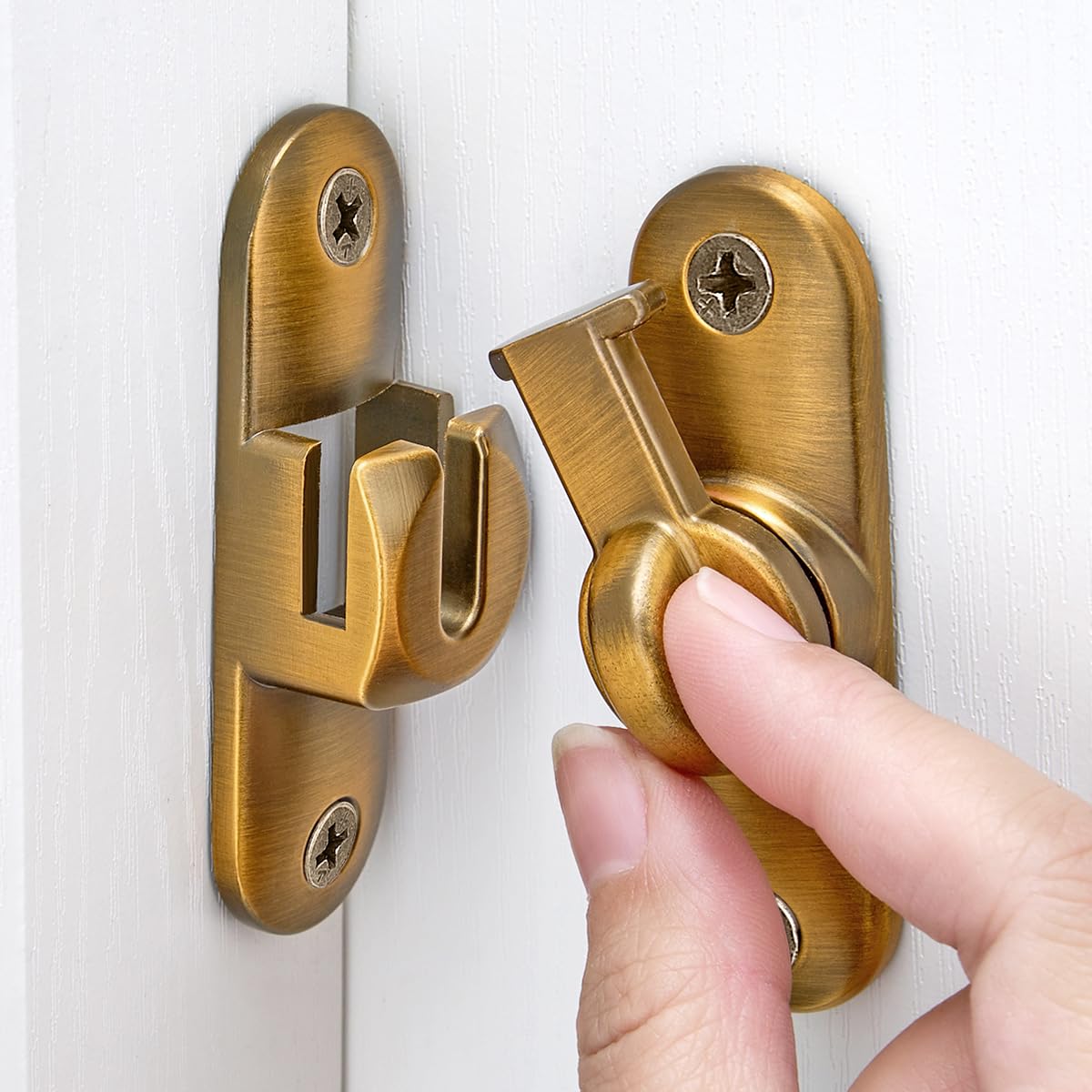 4 Packs Brass 90/180 Degree Barn Door Latches,Flip Gate Lock