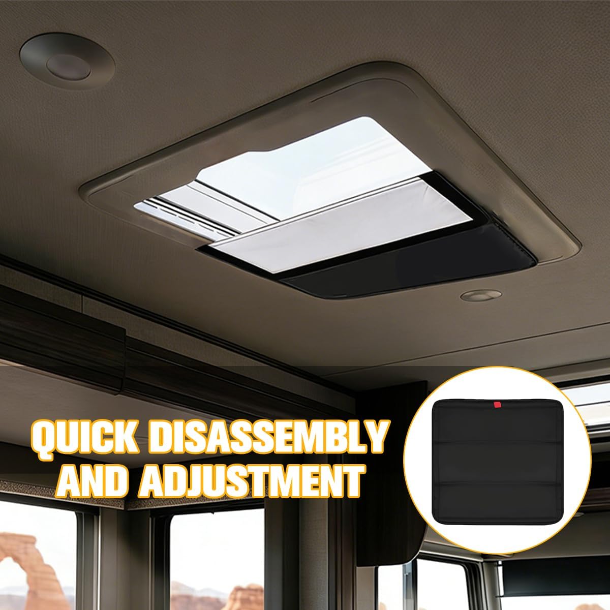 RV Roof Vent Insulator Cover, Foldable Camper Window Sun Blackout Roof Ventilation Shield, UV Ray Protection Motorhome Skylight Vent Sun Shade Cover, Universal for RV Camper Trailer