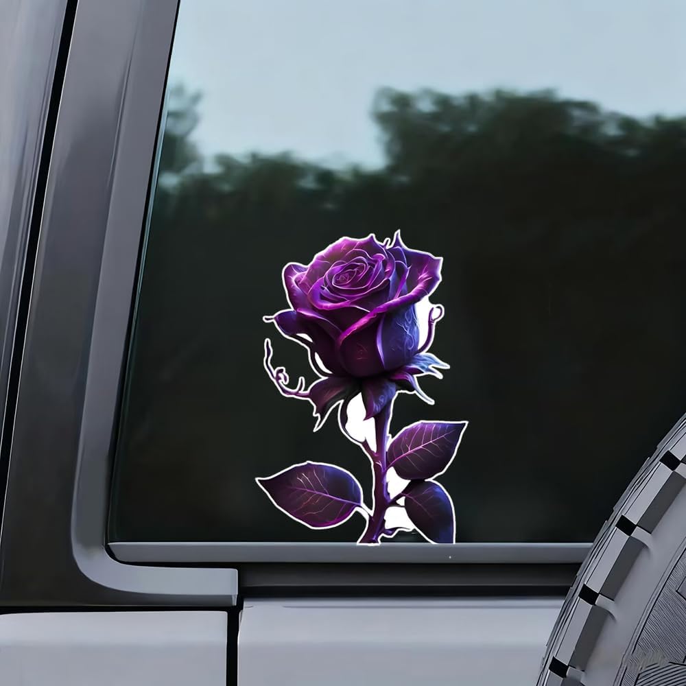2 PCS Purple Rose Waterproof Vinyl Decals Floral Design for Car Truck Bumper Motorcycle Laptop Wall A-144 - Image 6