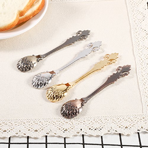 Haofy Cutlery 6-Piece Set Includes 5 Different Vintage Design Spoons and 1 Fork, Elegant Flatware Set, Perfect Gifts (Red Brass) - Image 4