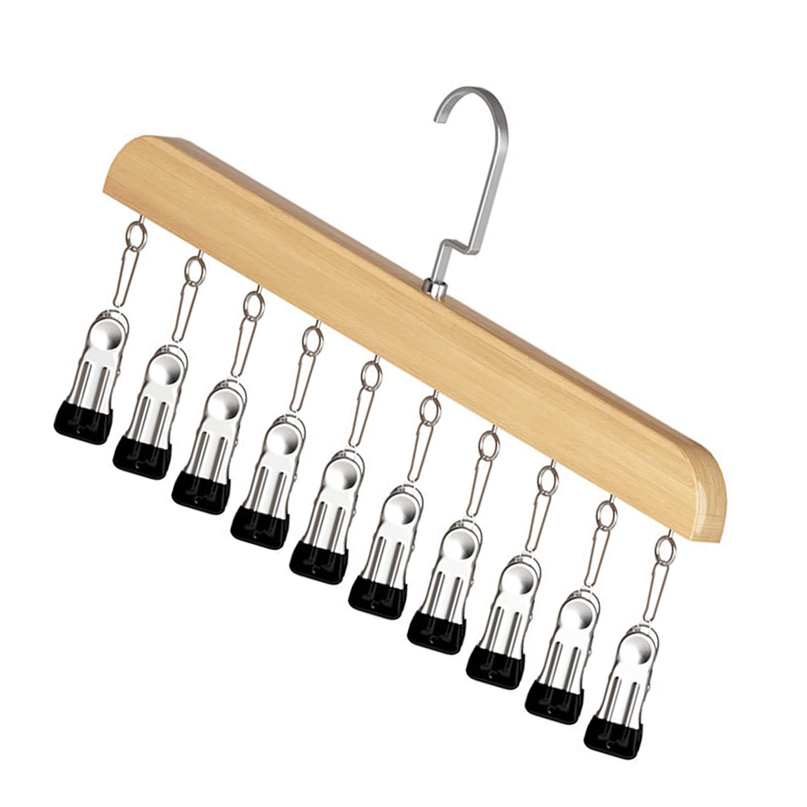 Hrtyvhin B Wooden Hanger For Hats Clothing Vertical Storage Space Saving Organizers With Stainless Steel Construction Space Saving Clip