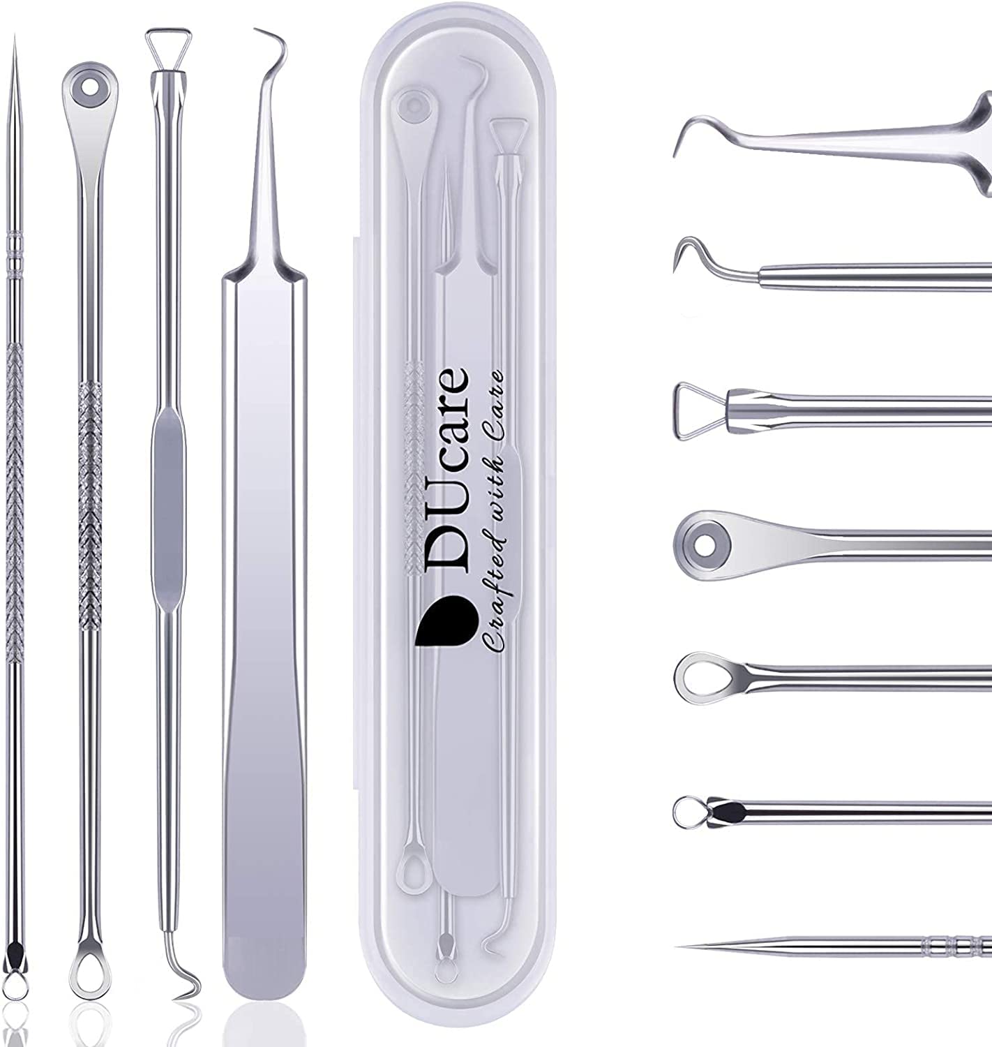 DUcare Backhead Remover 4pcs Professional Spot Pimple Popper Tool Kit Comedone Extractor Tweezers for Remove Zit Acne Silver (B0C5PR3FXY) Amazon Price History, Amazon Price Tracker