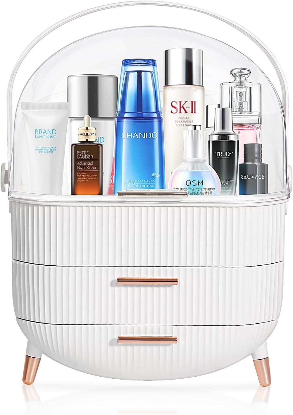 LONENESSLMulti-Function Make Up Case,Dustproof Cosmetic Storage Box,Makeup Organiser,Organizer Skin Care Products Jewelry Organizer Case Finishing Box for Bedroom/Bathroom/Desktop(White)