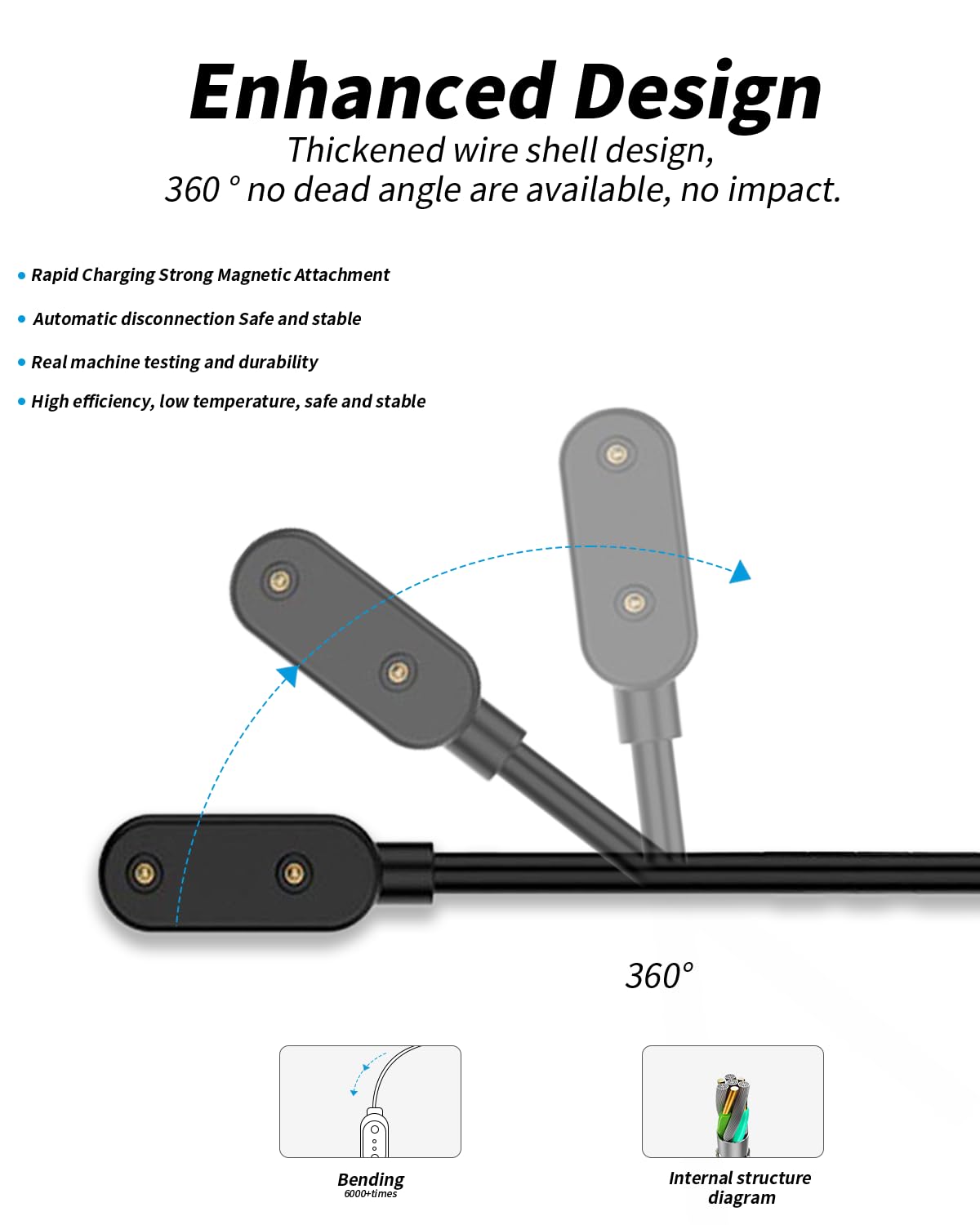für Huawei Band 11. Silikon-Aufbewahrungstasche & USB-C Adapter - 60cm Ersatz-Ladegerät Reiseset