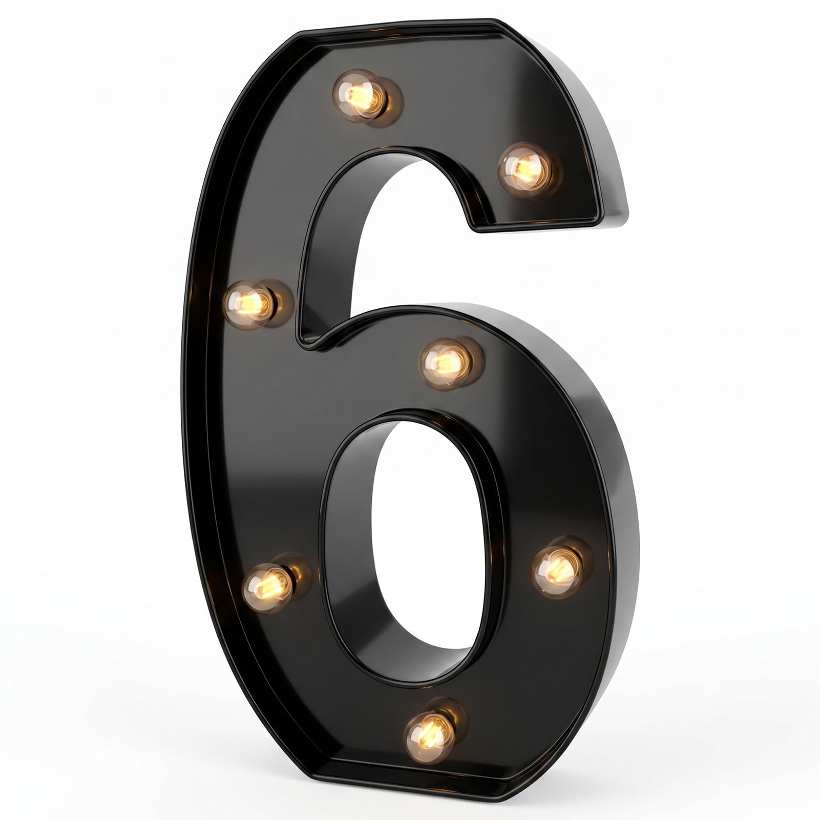 LED Marquee Numbers, 8.58 Inch Led Light Up Numbers for Party, Small Light Up Letters, Battery Powered Lighted Number for Table, Birthday, Night Light, Christmas or Home Decor (Black, Number 6)