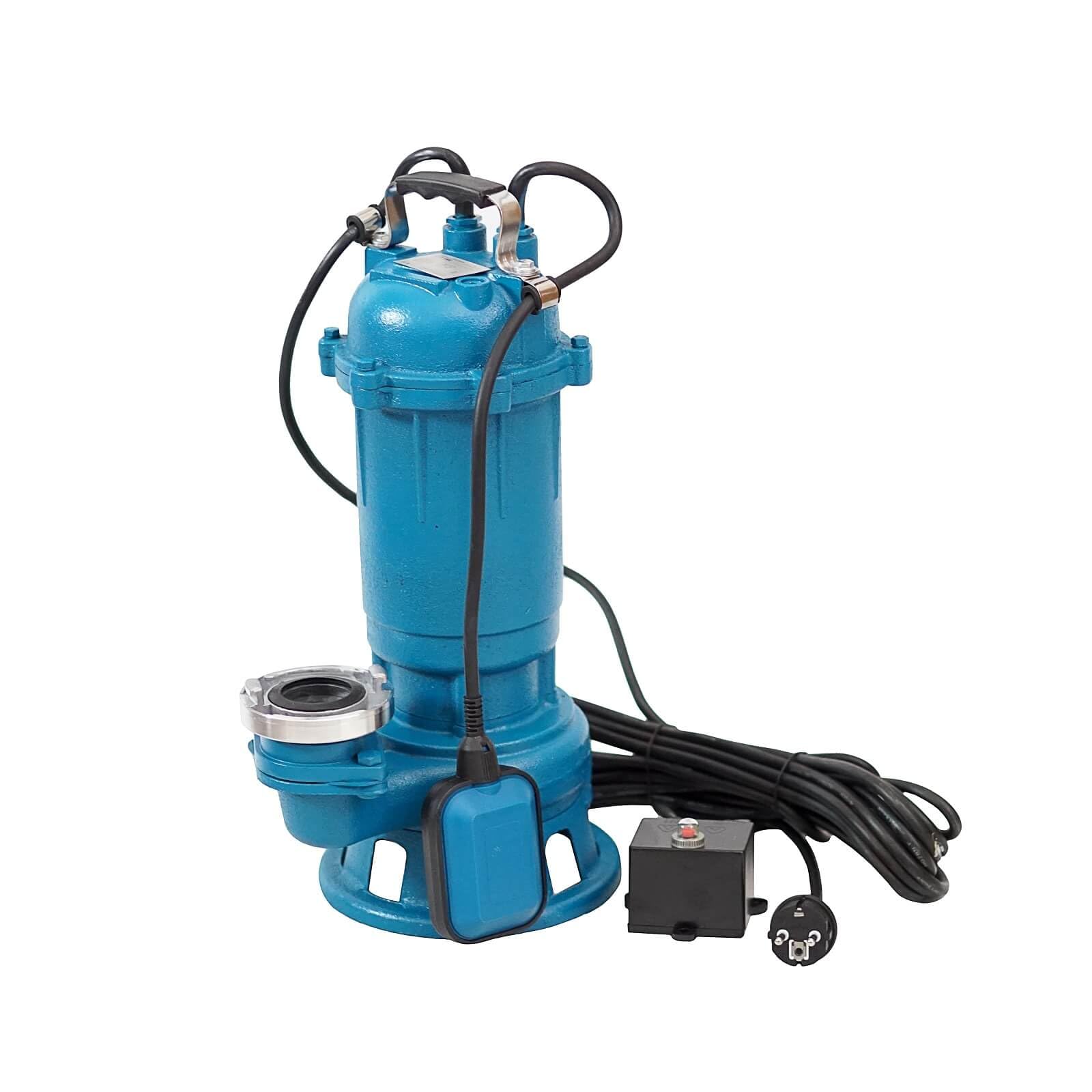 WEISBACH Professional CTR 1500 W, wydajna pompa głębinowa, pompa do fekaliów, pompa do brudnej wody z rozdrabniaczem i pływakiem, 24000 l/h + 2" sprzęgło sztorcowe + wąż C 30 m