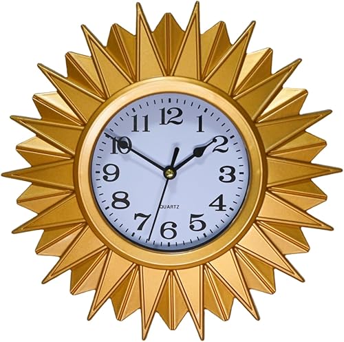 Relojes de pared con pilas, reloj de pared analógico pequeño clásico dorado de 10 pulgadas para cocina, oficina, baño, dormitorio