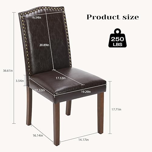 Miniatura 3 de Sweetcrispy Juego de 4 sillas de comedor tapizadas de cuero, sillas de cocina modernas de mediados de siglo, sillas auxiliares de comedor de alta