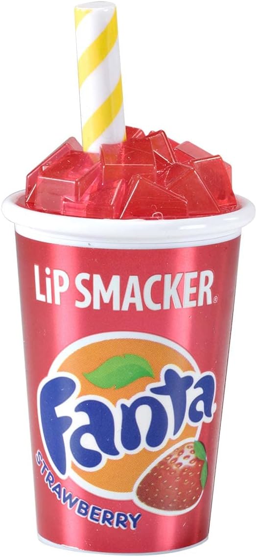 Lip Smacker Coca Cola Lip Balm, Moisturizing, Collectible Beverage Cup Design, Sheer Finish for Smooth Lips - Strawberry Fanta