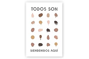 24TRESOR Todos Son Bienvenidos Aqui Poster: Spanish Classroom Poster, Skin Tones Educational...