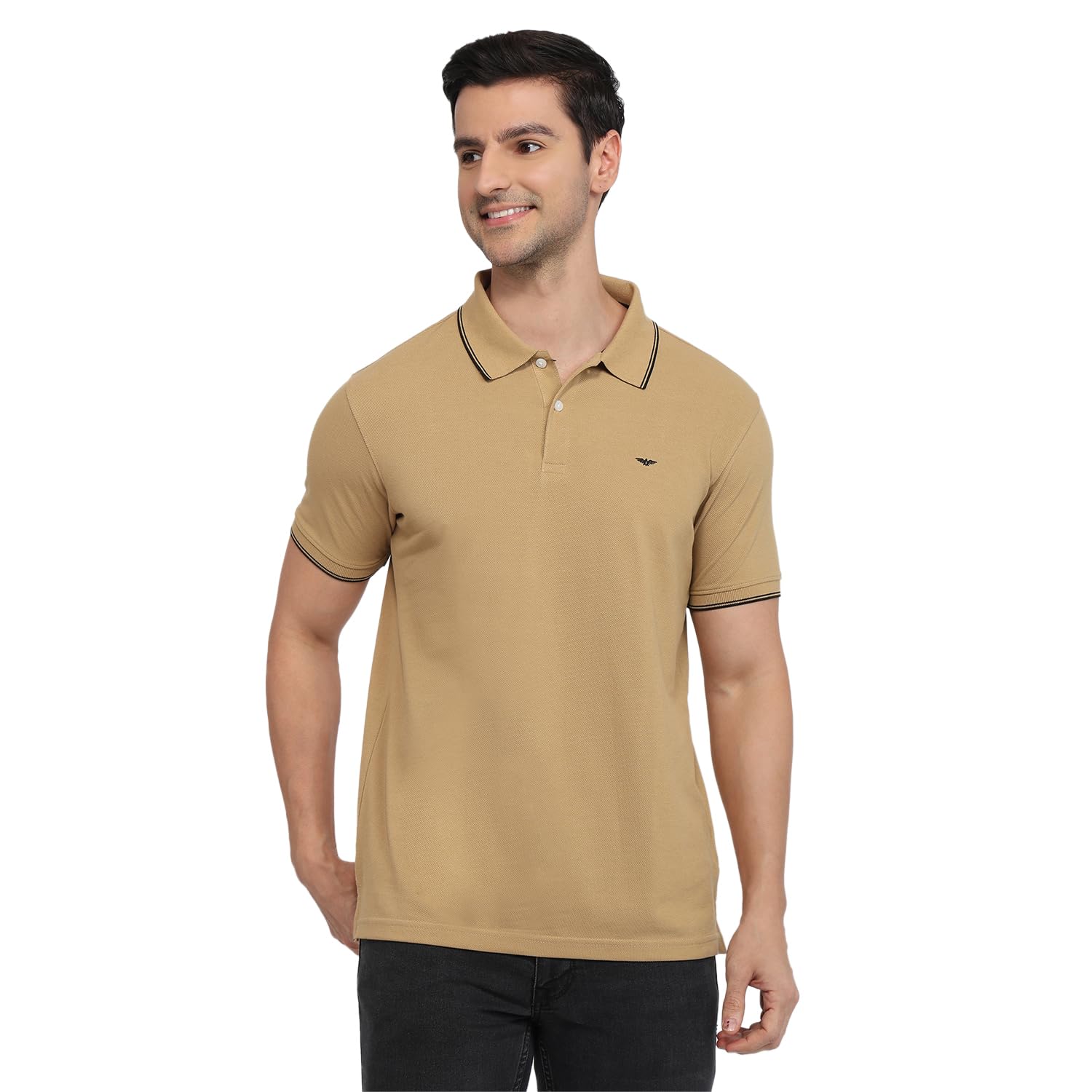 Park Avenue Men Slim Fit Solid Pattern Cotton Polyester Blend Half Sleeve Polo Neck Casual T-Shirt-picture-39