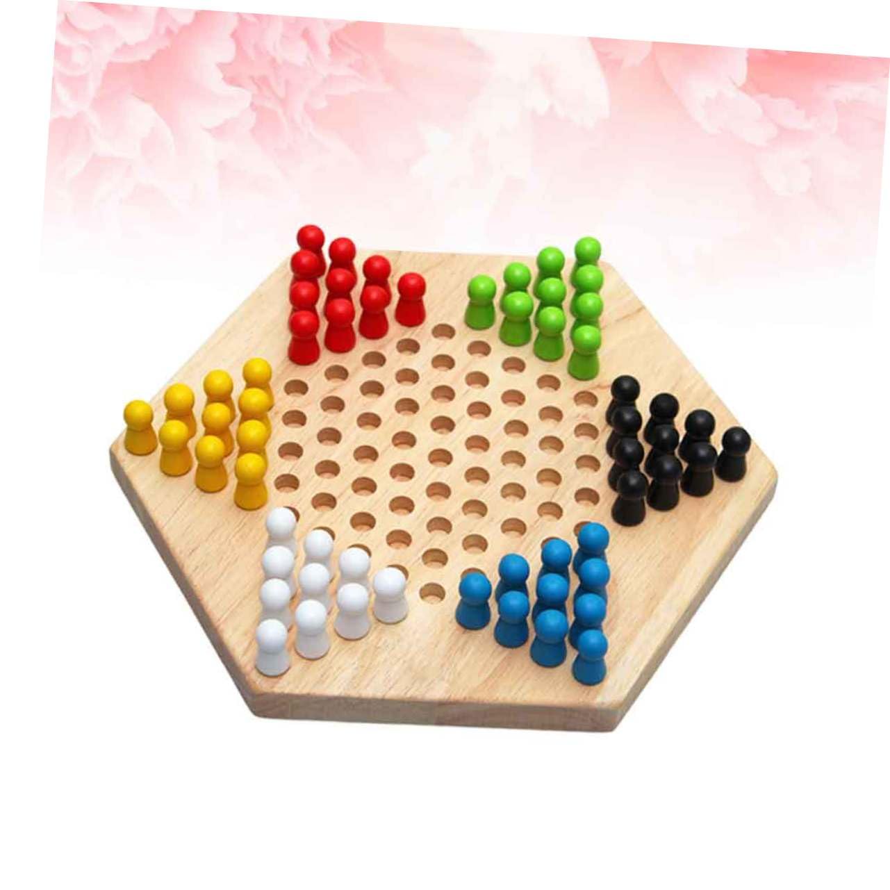 Dames Hexagonales en Bois 1 Pièce, Jeu pour Garçon et Filles et Adultes