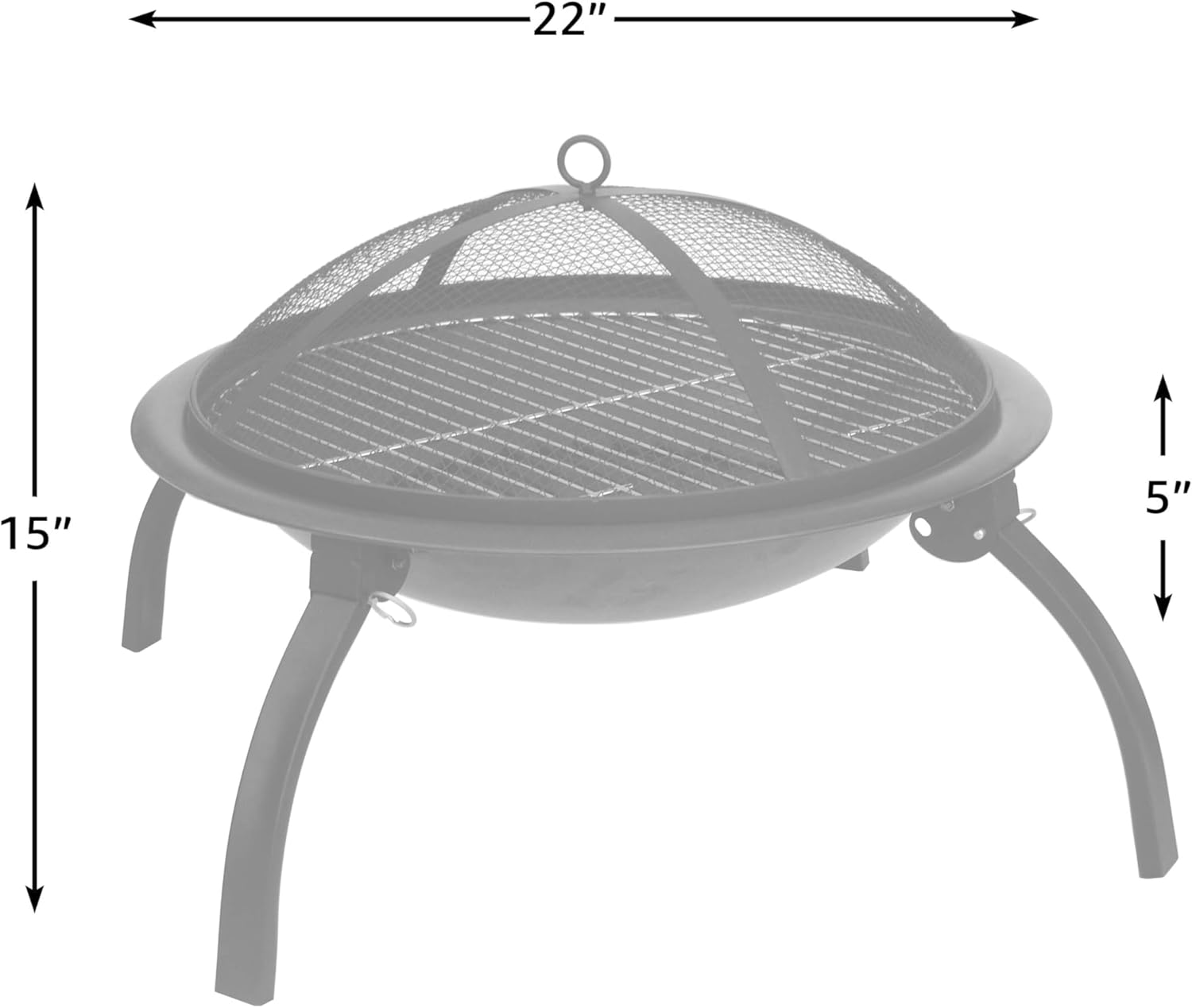 Fire Sense 60873 Fire Pit Portable Folding Round Steel with Folding Legs Wood Burning Lightweight Included Carrying Bag & Screen Lift Tool - Black - 22"