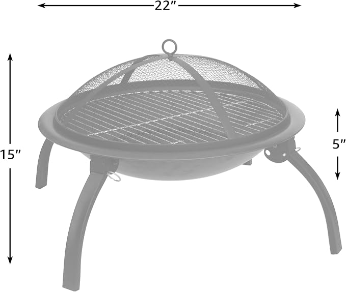 Fire Sense Brasero Portátil Redondo de Acero 22" Negro miniatura 3
