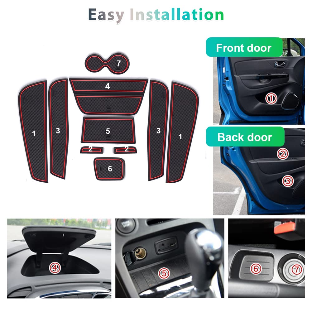 Kit Tapis De Sol Caoutchouc 3D ELMASLINE Pour Renault Captur 2013-2019 - Bord Haut, Noir