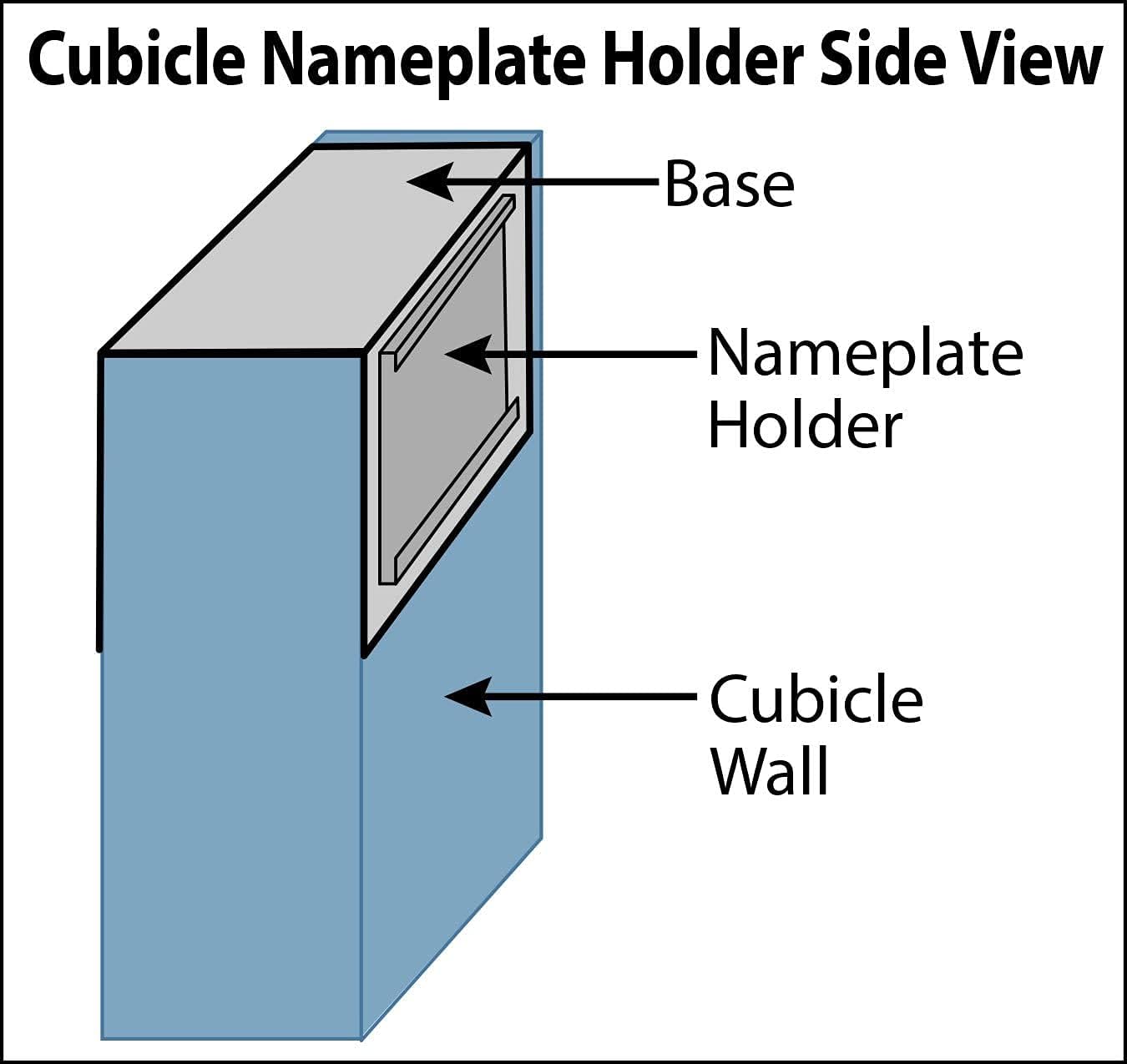 The Original Over the Cube - Quality Aluminum, Changeable Cubicle Nameplate Holder, Black Base, and Black Name Plate Holder, Office Name Plate 8" x 2" (3" Cubicle Wall Depth) - Made in the USA